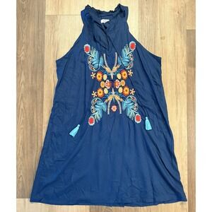 Chic Collection XL Mini Embroidered Tasseled Rayon Dress made in india